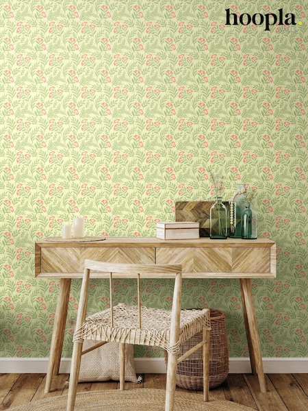 Hoopla Walls Apricot Fern Petite Posy 10M Wallpaper (H44455) | £40