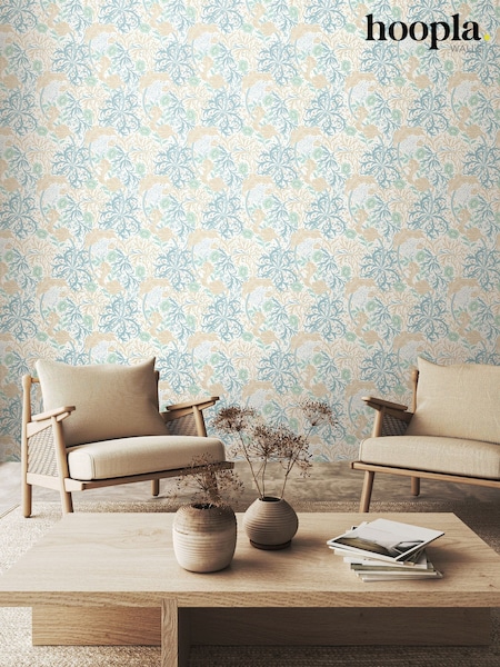 Hoopla Walls Soft Blue Seaweed Garden 10M Wallpaper (H44457) | £45