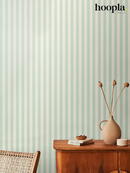 Hoopla Walls Duck Egg Shadow Stripe 10M Wallpaper (H44462) | £35