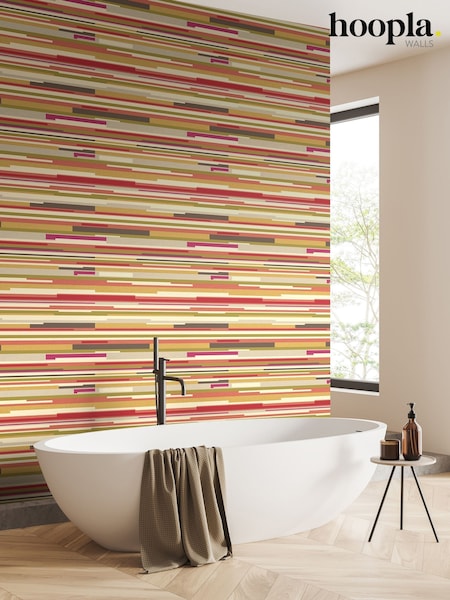 Hoopla Walls Mustard Yellow Horizontal Stripe 10M Wallpaper (H44469) | £40