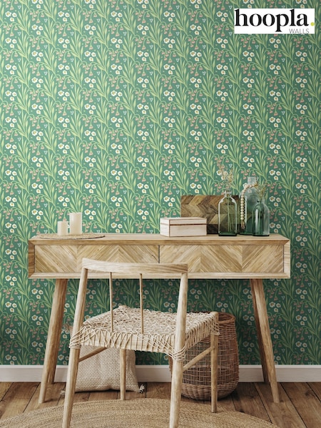 Hoopla Walls Leaf Peony Meadow Stripe 10M Wallpaper (H44488) | £40