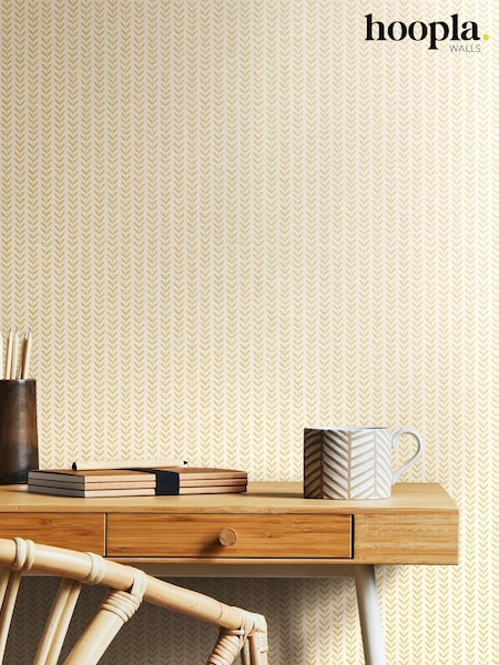 Hoopla Walls Hay Ditsy Leaf Stripe 10M Wallpaper (H44507) | £35