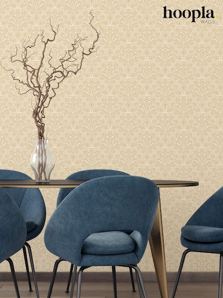 Hoopla Walls Gold Ditsy Deco Fan 10M Wallpaper (H44510) | £35