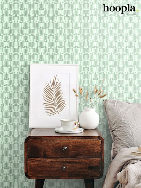 Hoopla Walls Mint Green Retro Arch 10M Wallpaper (H44511) | £40