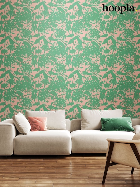 Hoopla Walls Jade Blossom Summer Silhouette 10M Wallpaper (H44518) | £45