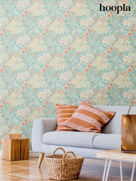 Hoopla Walls Duckegg Blue Lily Ogee 10M Wallpaper (H44531) | £45