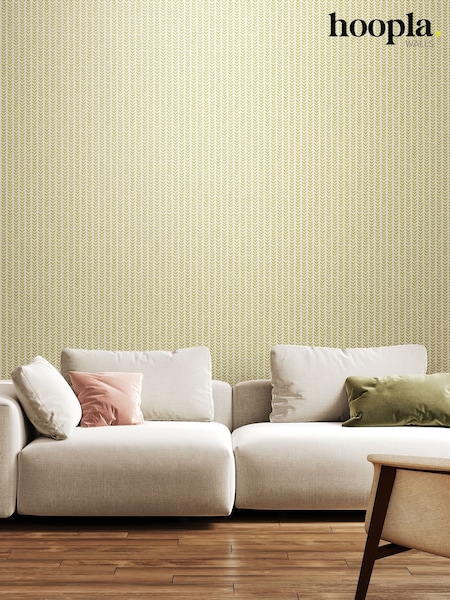 Hoopla Walls Apple Ditsy Leaf Stripe 10M Wallpaper (H44533) | £35