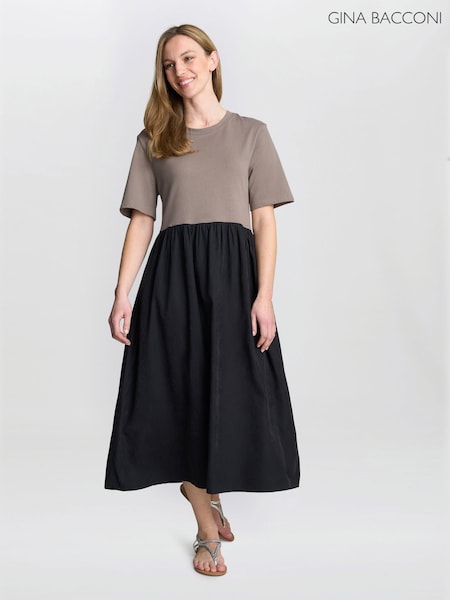 Gina Bacconi Cat Two Tone Black T-Shirt Dress (H44553) | £69