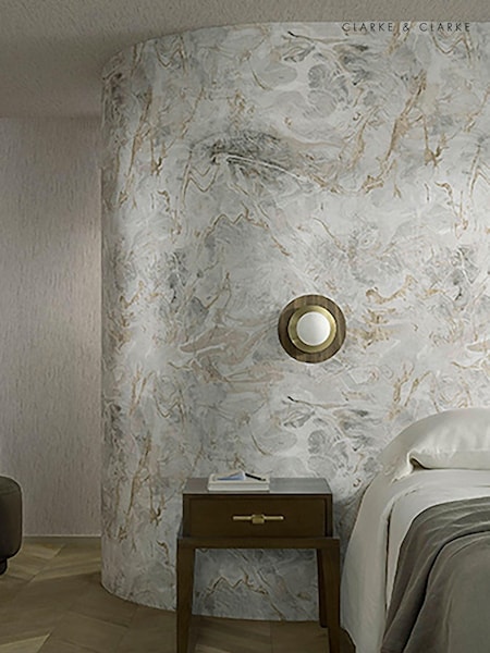 Clarke & Clarke Marble Banner Lavatus Expressions Performance 10M Wallpaper (H44581) | £278