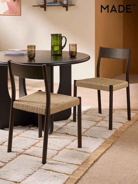 MADE.COM Set of 2 Dark Brown Rhye Dining Chairs (H44582) | £379