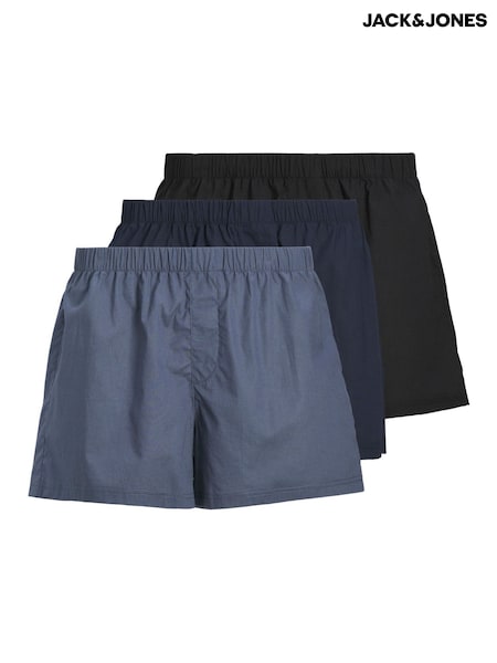 JACK & JONES Light Blue 100% Cotton Boxers 3 Pack (H44611) | £25