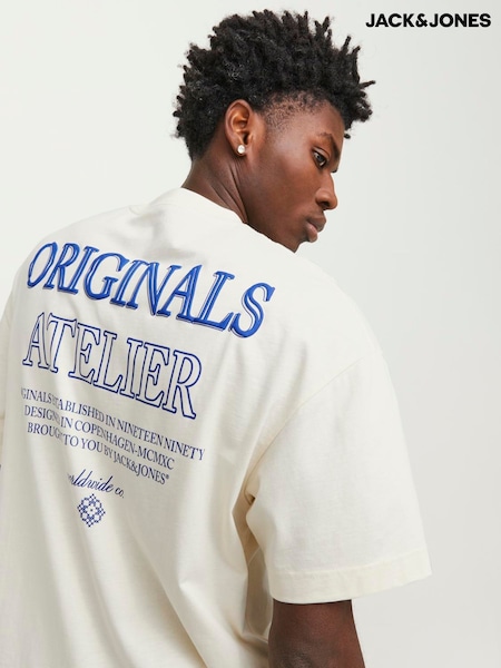 JACK & JONES White Back Print 100% Cotton T-Shirt (H44612) | £18