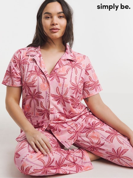 Simply Be Pink Button Through Pyjamas Set (H44667) | £30