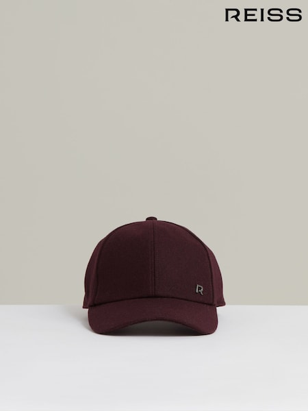 Reiss Burgundy Fiona Wool Blend Flannel Baseball Cap (H44746) | £58