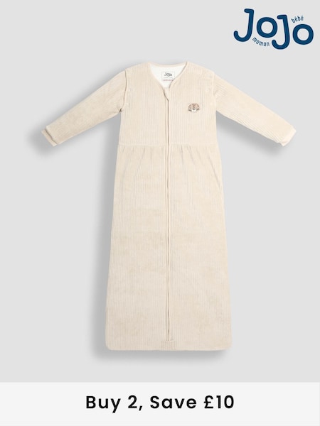 JoJo Maman Bébé Neutral Leopard Ribbed Velour 3.5 Tog Toddler Sleeping Bag (H44785) | £42
