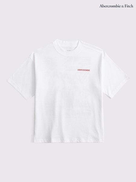 Abercrombie & Fitch Imagery Logo Graphic Print White T-Shirt (H44793) | £19