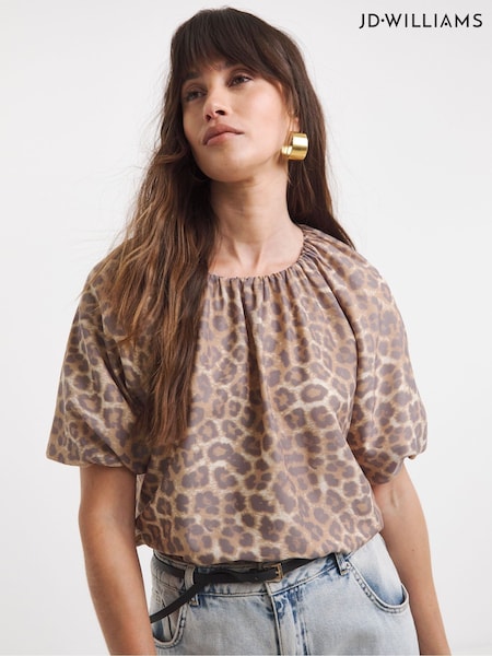JD Williams Animal Short Bubble Sleeve Top (H44818) | £36