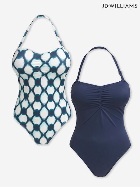 JD Williams Blue Value Swimsuits 2 Pack (H44831) | £36
