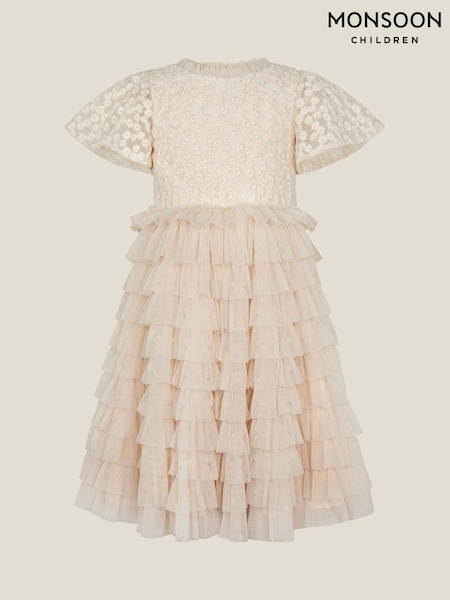 Monsoon White Taylor Daisy Embroidered Party Dress (H44856) | £48 - £58