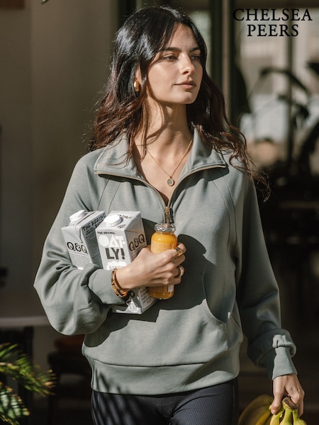 Chelsea Peers Green LuxeComfort Scuba Half-Zip Sweatshirt (H44889) | £55
