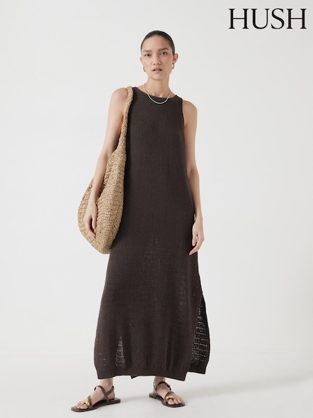 Hush Brown Clara Knitted Dress (H44916) | £90