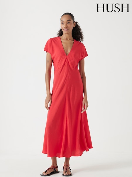 Hush Red Grace V-Neck Midaxi Dress (H44921) | £110