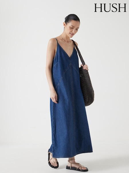 Hush Blue Denim Maxi 100% Cotton Slip Dress (H44949) | £110