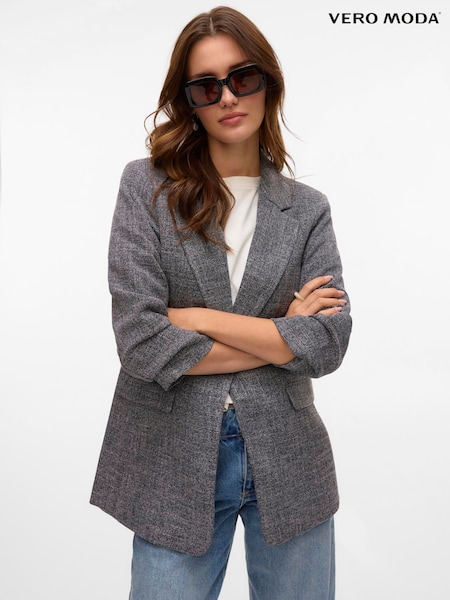 VERO MODA Grey Textured Ruched Sleeve Jacket (H44953) | £45