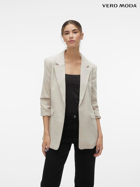 VERO MODA Cream Textured Ruched Sleeve Jacket (H44958) | £45