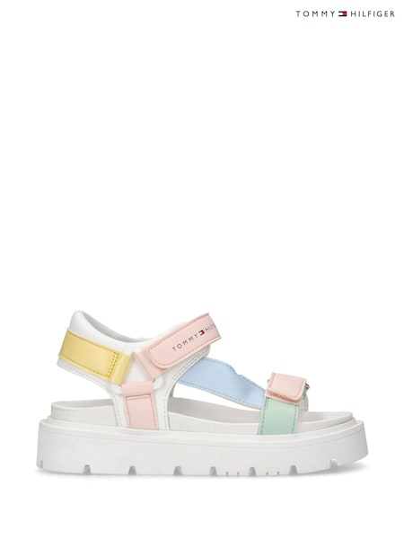Tommy Hilfiger White Multicolour Strap Sandals (H44975) | £73