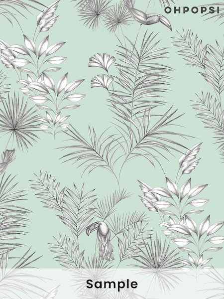 Ohpopsi Duck Egg Toile Linen A4 Sample Wallpaper (H45030) | £1