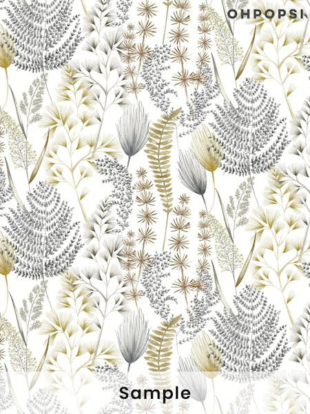Ohpopsi Grey Mustard Summer Fern A4 Sample Wallpaper (H45042) | £1