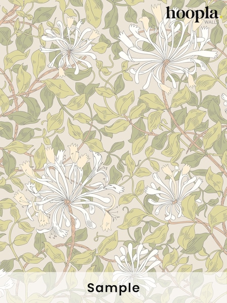 Hoopla Walls Stone Natural Honeysuckle Leaf Trail A4 Wallpaper Sample (H45060) | £1