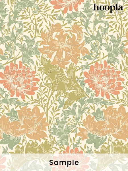 Hoopla Walls Sage  Amber Chrysanthemum A4 Wallpaper Sample (H45078) | £1