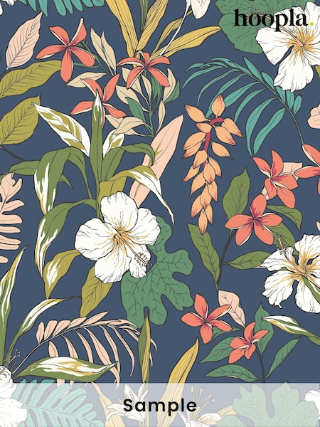 Hoopla Walls Navy Twist Oasis A4 Wallpaper Sample (H45079) | £1