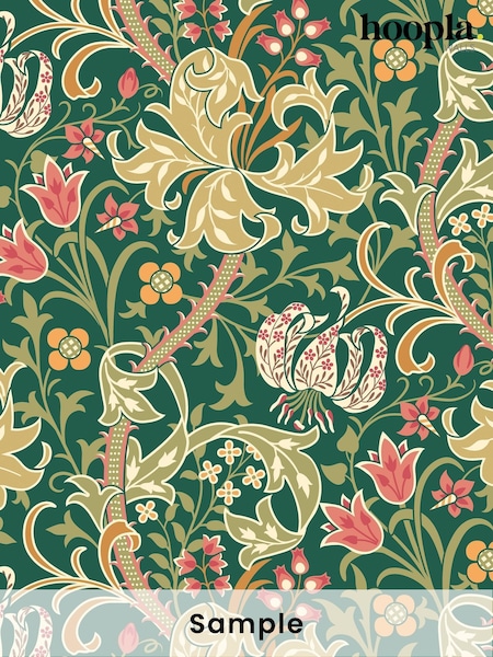 Hoopla Walls Green Lily Ogee A4 Wallpaper Sample (H45095) | £1