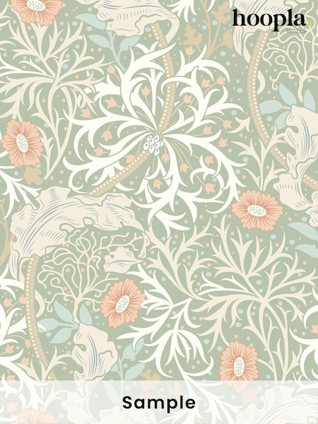 Hoopla Walls Sage Apricot Seaweed Garden A4 Wallpaper Sample (H45111) | £1