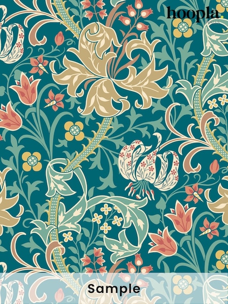 Hoopla Walls Teal Lily Ogee A4 Wallpaper Sample (H45113) | £1