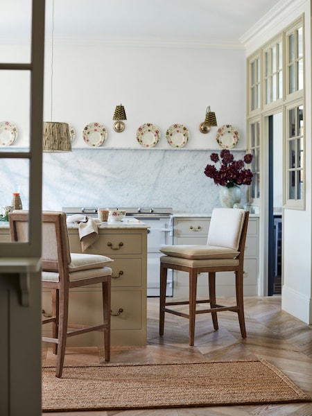 Oka Natural Vasa Linen Bar Stool (H45227) | £595