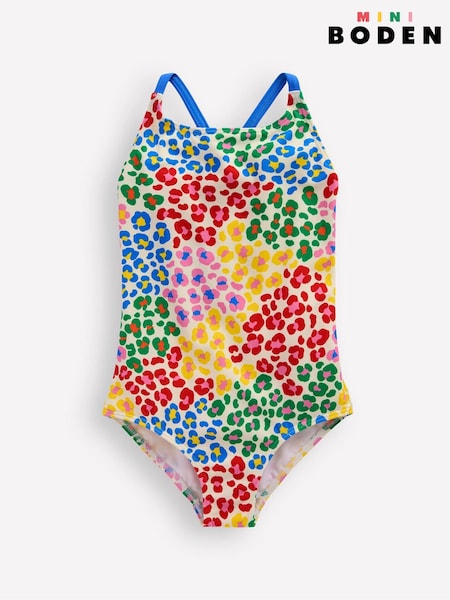 Boden Multi Rainbow Leopard Selena Rainbow Strap Swimsuit (H45266) | £21 - £23