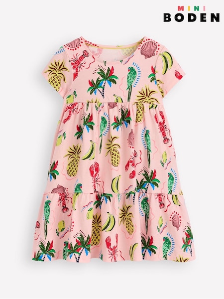Boden Pink Ariel Twirly Jersey 100% Cotton Dress (H45297) | £21 - £23