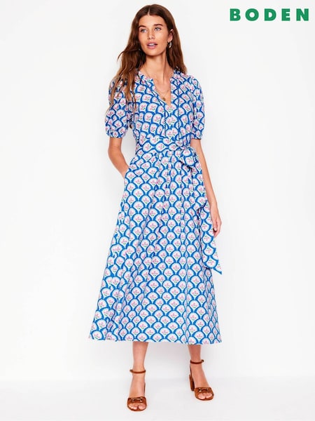 Boden Blue Sofia Trim Jersey Midi Dress (H45301) | £98