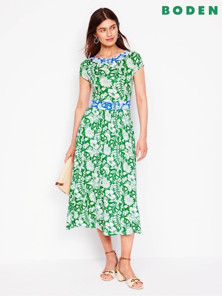 Boden Green Melanie Jersey Midi Dress (H45309) | £86