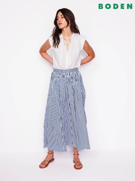 Boden Blue 100% Cotton Full Poplin Maxi Skirt (H45329) | £120