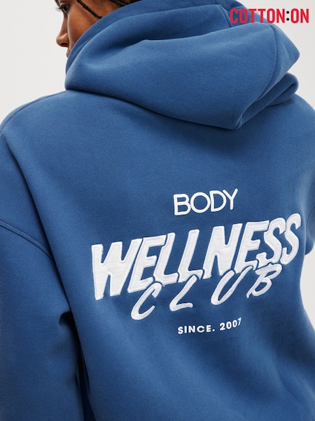 Cotton On Blue Navy Plush Premium Graphic Hoodie (H45369) | £35