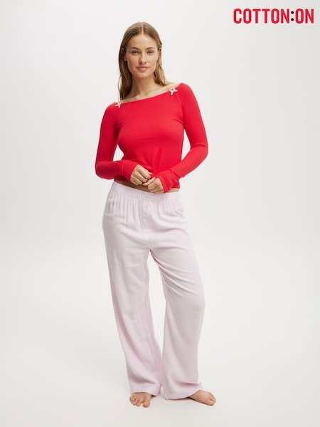 Cotton On Pink Boyfriend Flannel Wide Leg Boxer Trousers (H45374) | £25