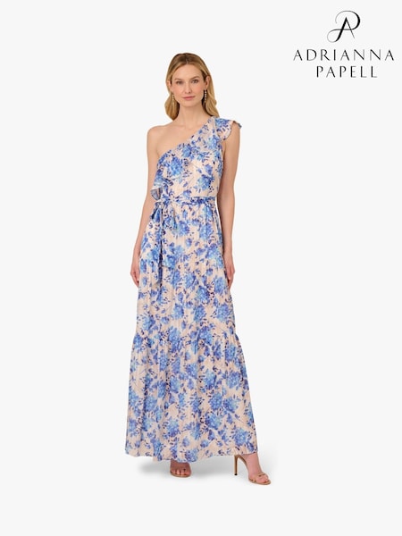 Adrianna Papell Satin Stripe Ankle Blue Dress (H45390) | £249