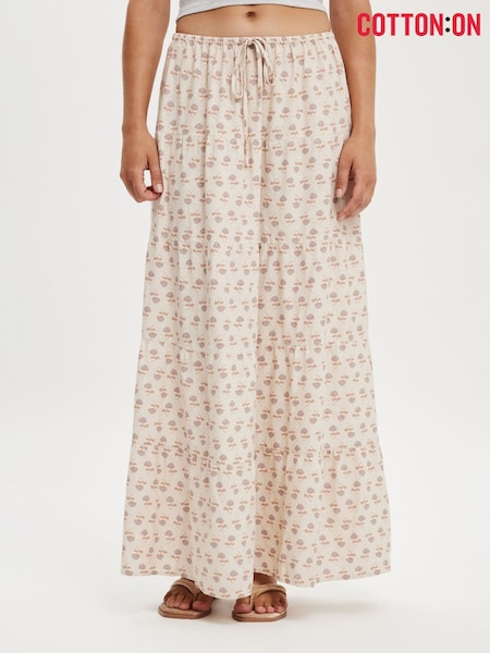 Cotton On Natural Haven Multi Tiered Maxi Skirt (H45429) | £35