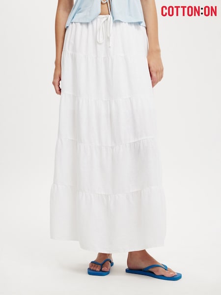 Cotton On White Haven Multi Tiered Maxi Skirt (H45434) | £35