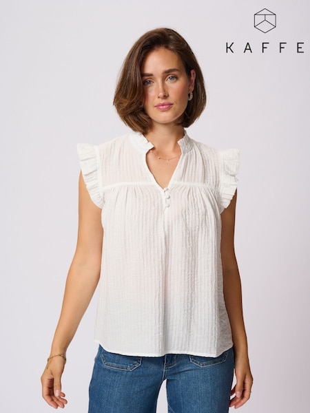 Kaffe KAliany Via V-Neck Sleeveless White Blouse (H45444) | £45